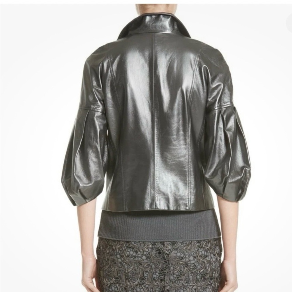 St. John women’s pearlised Napa leather grey jacket - Picture 2 of 12